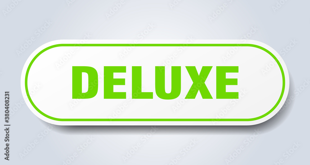 deluxe sign. rounded isolated button. white sticker deluxe sign. rounded isolated button. white sticker