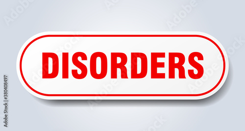 disorders sign. rounded isolated button. white sticker