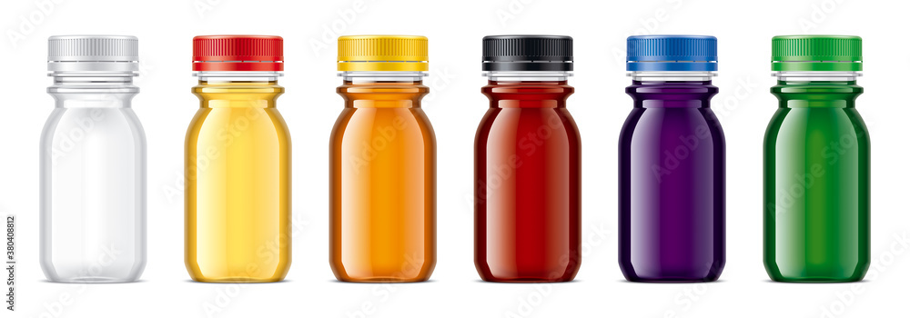 Set of Plastic Bottles with transparent drinks. Set of Plastic Bottles with transparent drinks.