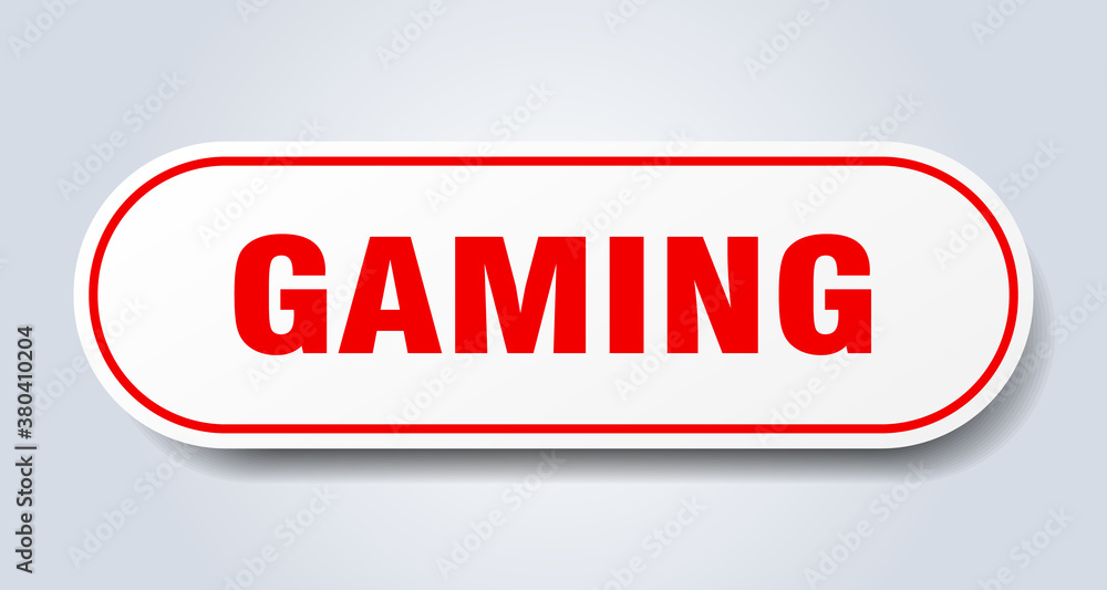 gaming sign. rounded isolated button. white sticker gaming sign. rounded isolated button. white sticker