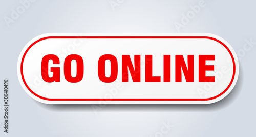 go online sign. rounded isolated button. white sticker