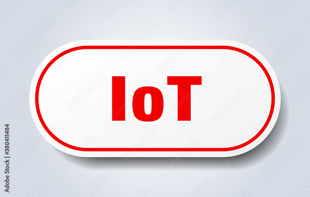 iot sign. rounded isolated button. white sticker iot sign. rounded isolated button. white sticker