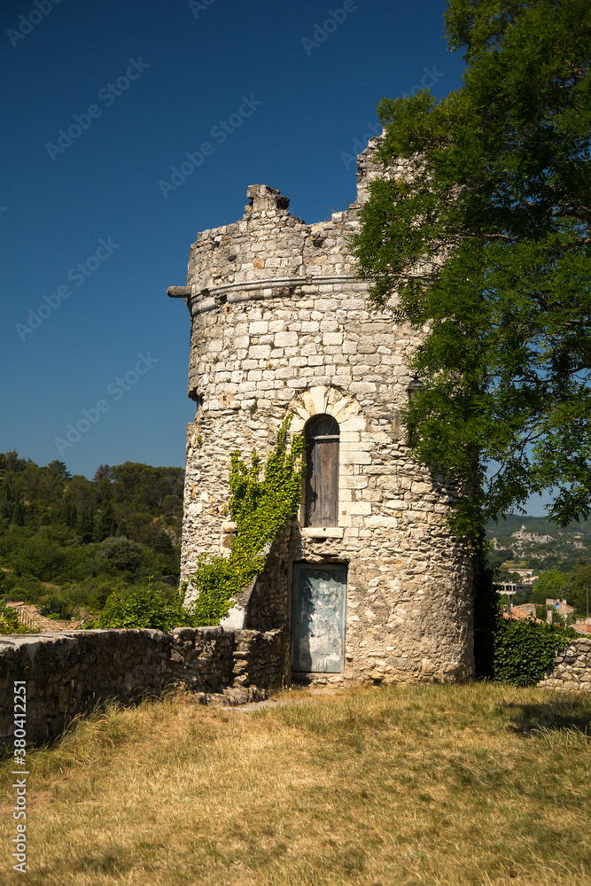 The Ruins of a Medieval Fortress in the French City of Viviers. Viviers is a commune in the department of Ardèche in southern France. It is a small walled city situated on the  bank of the Rhône River