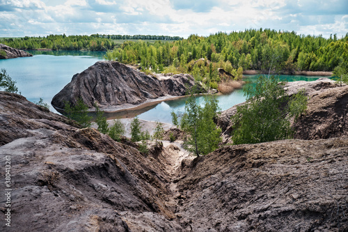 Shot of the scenic nature, picturesque Romantsevskiye Mountains (Konduki) in Russia photo