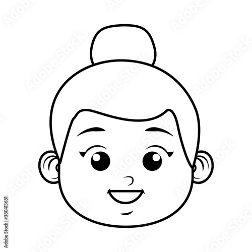 cute little girl student head character