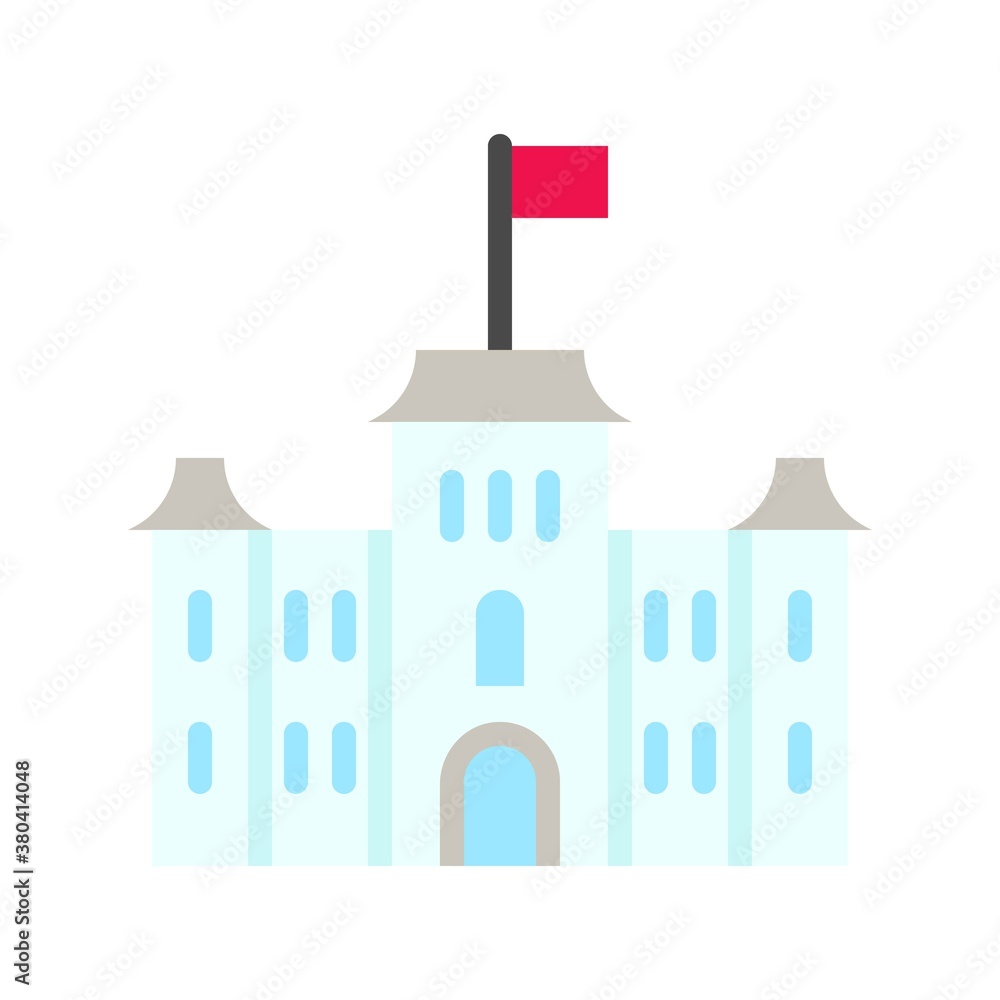 Hawaii icon related iolani palace or building with flag and door vector in flat style,