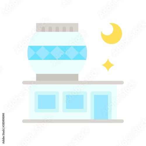 Hawaii icon related hawaii harbour with moon, star and door vector in flat style,