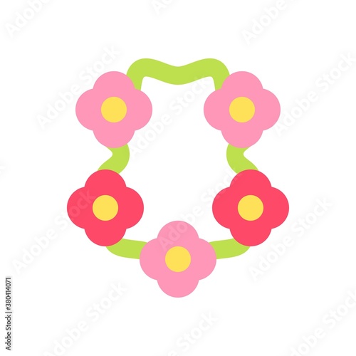 Hawaii icon related flowers necklace or locket with thread vector in flat style,