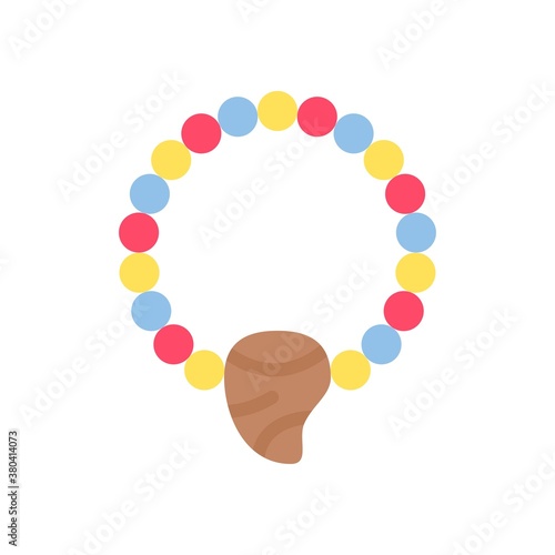 Hawaii icon related flowers necklace or locket with thread vector in flat style,