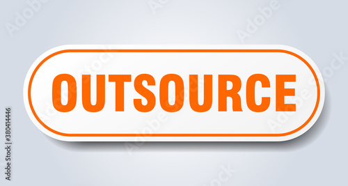 outsource sign. rounded isolated button. white sticker