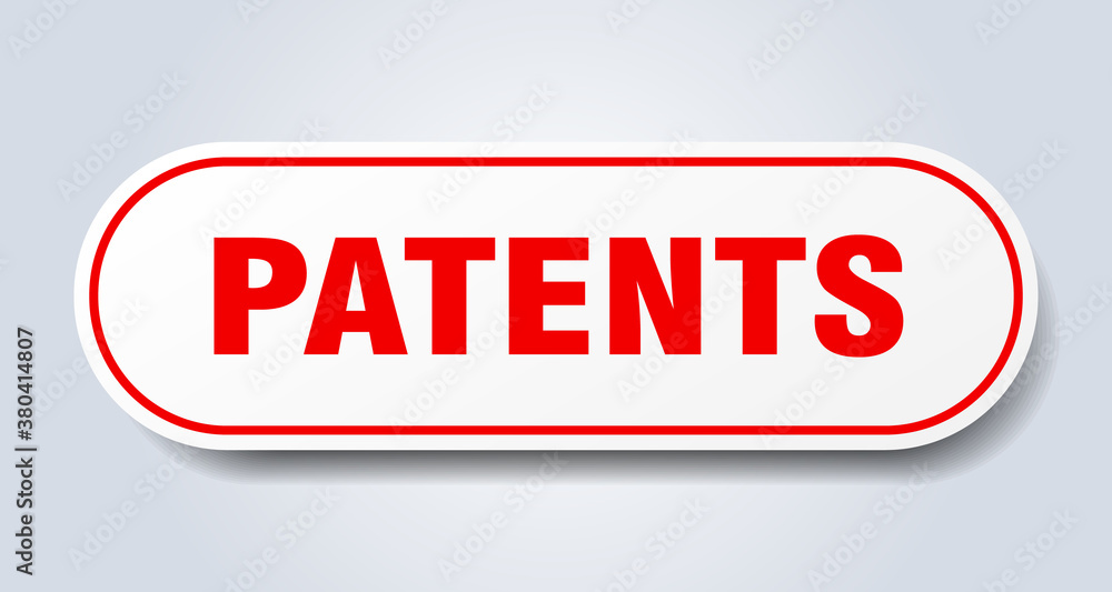 patents sign. rounded isolated button. white sticker patents sign. rounded isolated button. white sticker