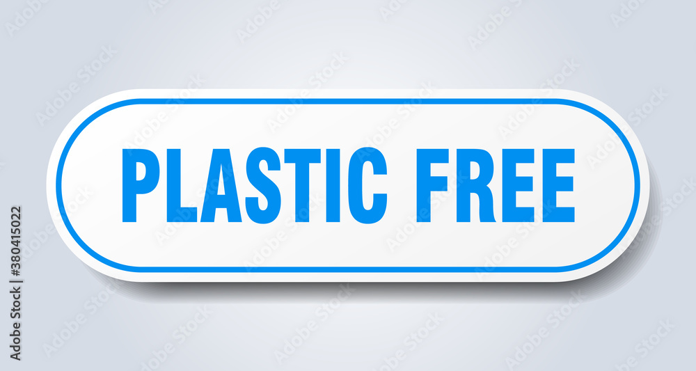 plastic free sign. rounded isolated button. white sticker plastic free sign. rounded isolated button. white sticker