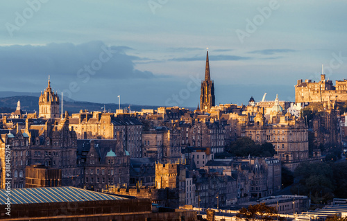 Edinburgh city skyline from Calton Hill., United Kingdom