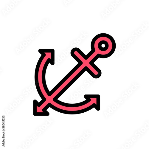summer beach or holiday related summer beach anchor and arrows with circle vector with editable stroke,