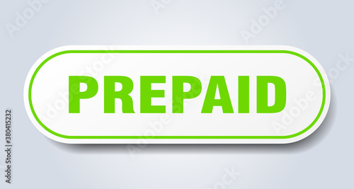 prepaid sign. rounded isolated button. white sticker