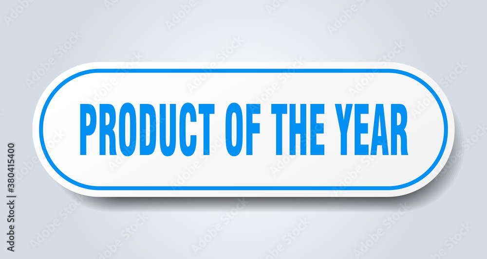 product of the year sign. rounded isolated button. white sticker