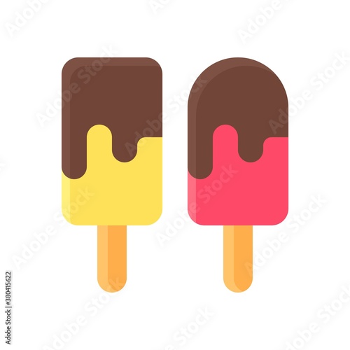 summer beach or holiday related ice cream or kulfi with chocollate vector in flat style,