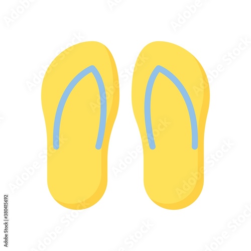 summer beach or holiday related summer beach slippers or footwear vector in flat style,
