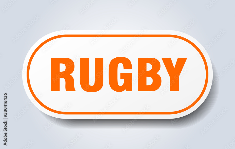 rugby sign. rounded isolated button. white sticker rugby sign. rounded isolated button. white sticker