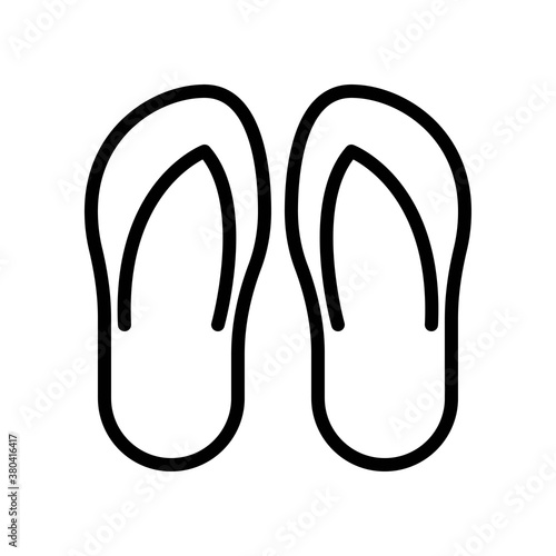summer beach or holiday related summer beach slippers or footwear vector in lineal style,