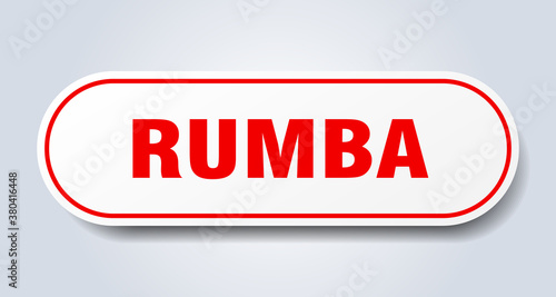 rumba sign. rounded isolated button. white sticker