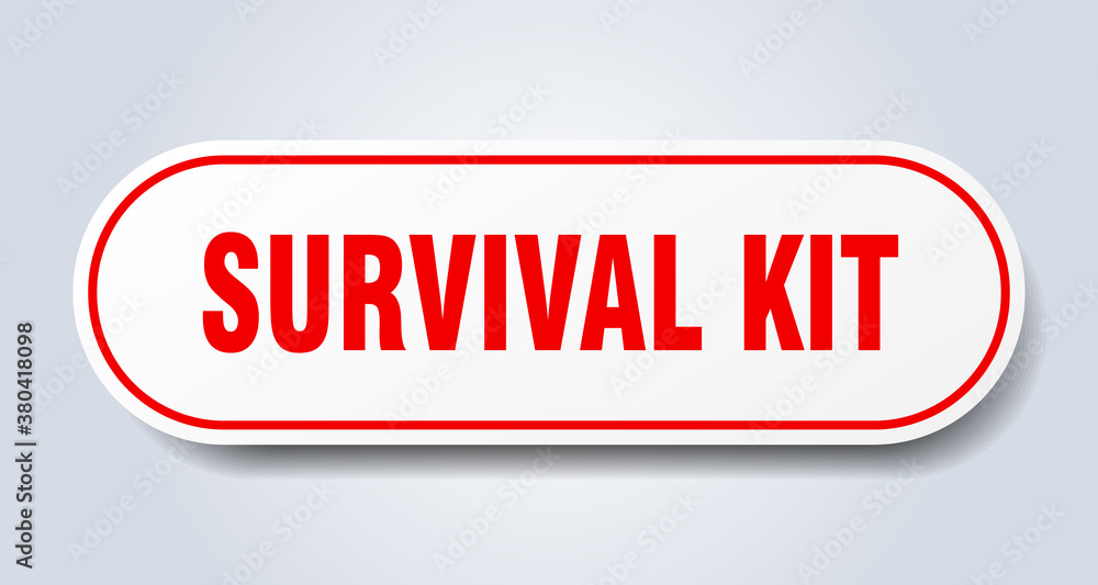 survival kit sign. rounded isolated button. white sticker survival kit sign. rounded isolated button. white sticker