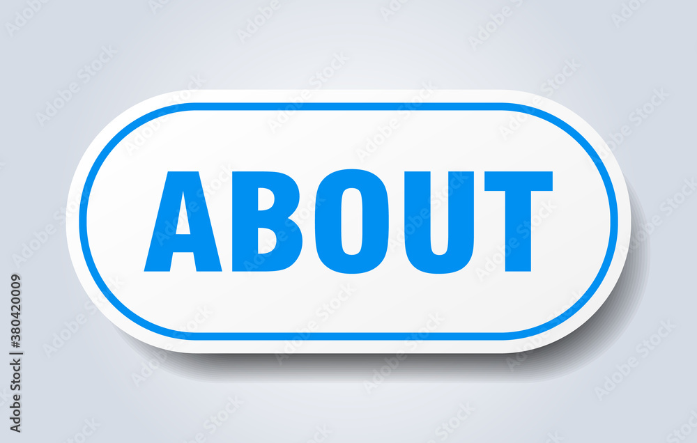 about sign. rounded isolated button. white sticker about sign. rounded isolated button. white sticker