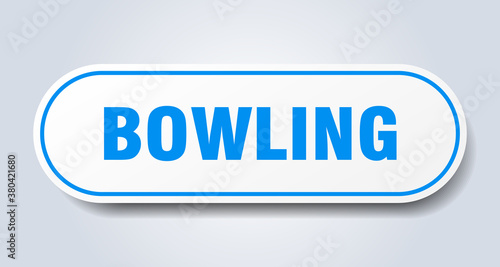 bowling sign. rounded isolated button. white sticker