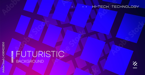 Abstract blue square background. Abstract purple gradient background with floating squares.
