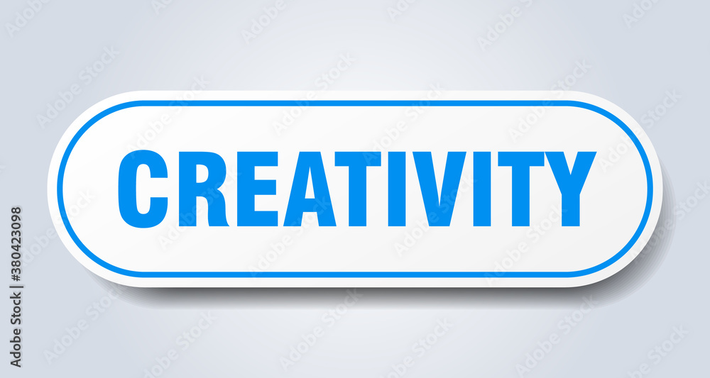 creativity sign. rounded isolated button. white sticker creativity sign. rounded isolated button. white sticker