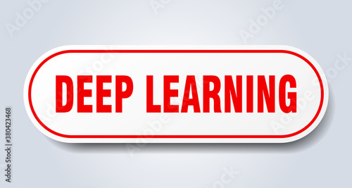 deep learning sign. rounded isolated button. white sticker