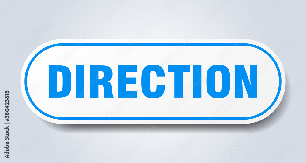direction sign. rounded isolated button. white sticker direction sign. rounded isolated button. white sticker