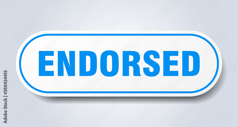 endorsed sign. rounded isolated button. white sticker endorsed sign. rounded isolated button. white sticker