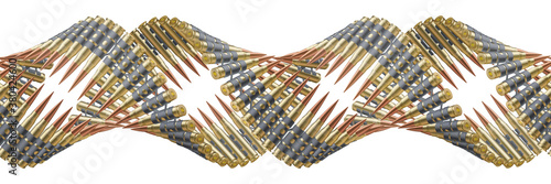 Machine gun belts twisted like a DNA spiral. Replicable realistic vector illustration.