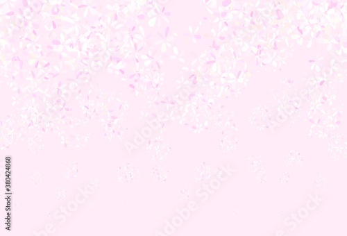 Light Pink, Yellow vector doodle pattern with leaves.