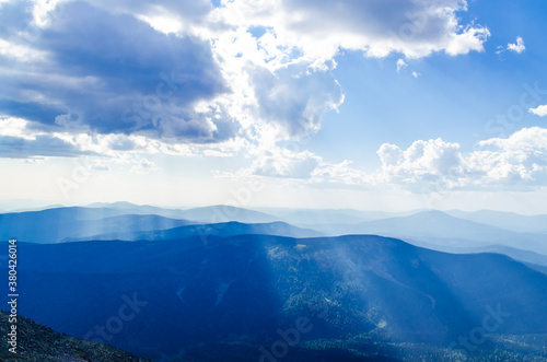 View from high mountain. clouds in the sky © efimenkoalex