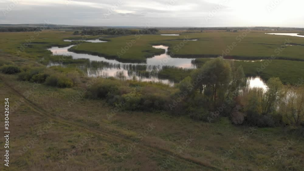 View of the green river from a drone View of the green river from a drone