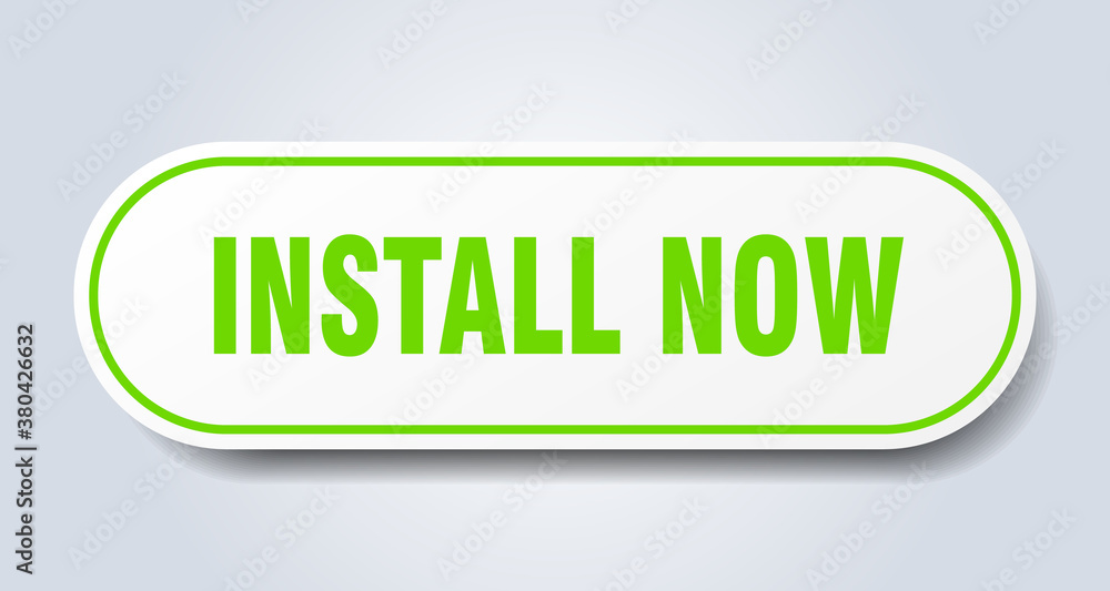 install now sign. rounded isolated button. white sticker install now sign. rounded isolated button. white sticker