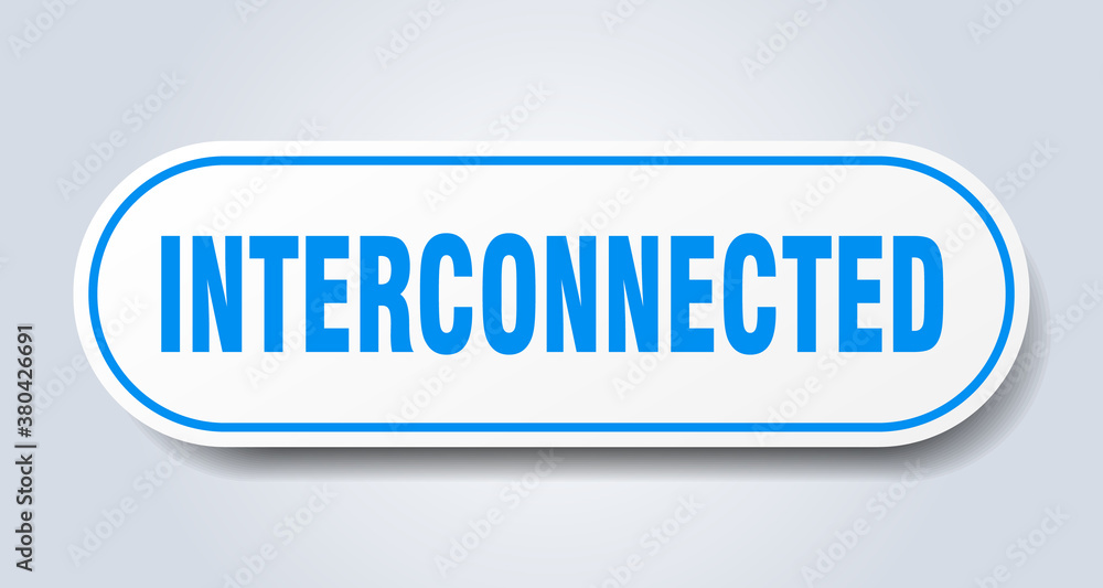interconnected sign. rounded isolated button. white sticker interconnected sign. rounded isolated button. white sticker
