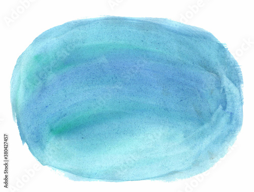 Abstract blue watercolor background on white paper