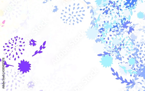Light Blue  Yellow vector abstract background with flowers