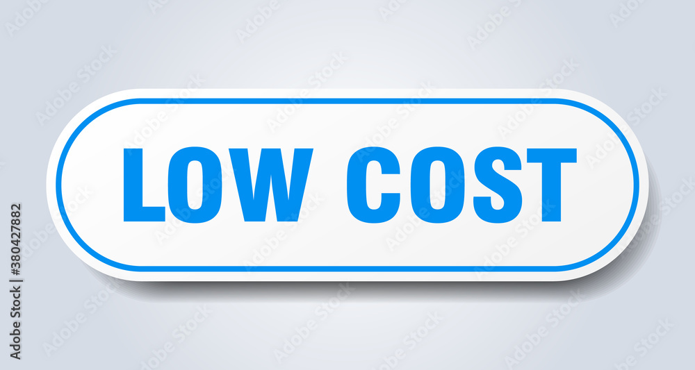 low cost sign. rounded isolated button. white sticker low cost sign. rounded isolated button. white sticker
