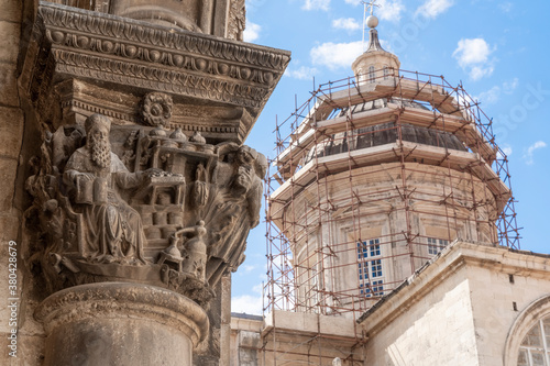 Relief and dome of the church in Dubrovnik