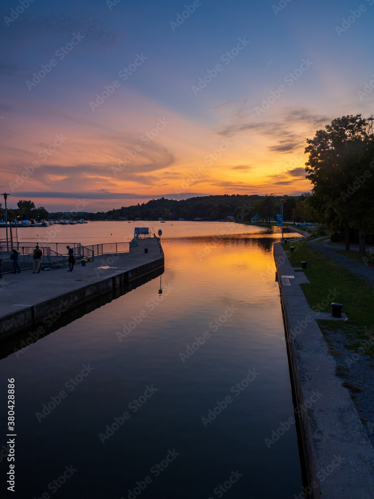 Fototapeta premium sunset over the river