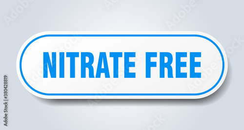 nitrate free sign. rounded isolated button. white sticker