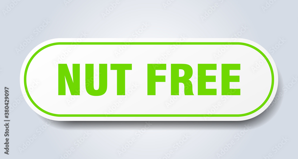 nut free sign. rounded isolated button. white sticker nut free sign. rounded isolated button. white sticker
