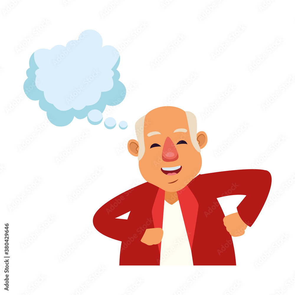 old man dancing with speech bubble active senior character old man dancing with speech bubble active senior character