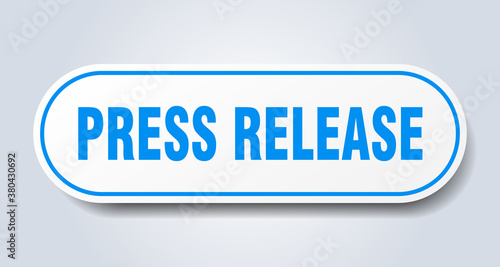 press release sign. rounded isolated button. white sticker