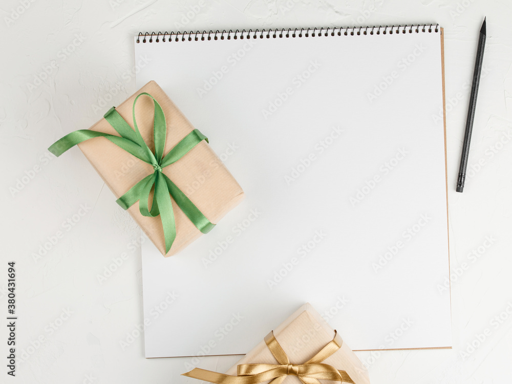 Congratulatory letter with presents on the table. Congratulatory letter with presents on the table.