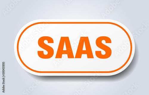 saas sign. rounded isolated button. white sticker